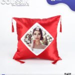 Coussin en Satin Rouge avec Zone Sublimable Carrée (40×40 cm)