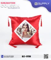 Coussin en Satin Rouge avec Zone Sublimable Carrée (40×40 cm)