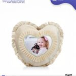 Coussin Velours en Forme de Cœur – Beige – Sublimable – 40 cm