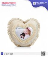 Coussin Velours en Forme de Cœur – Beige – Sublimable – 40 cm