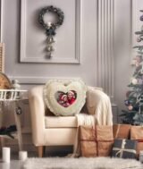 Coussin Velours en Forme de Cœur – Beige – Sublimable – 40 cm – Image 3