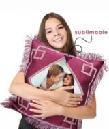 Coussin Velours Sublimable – 40 × 40 cm – Effet Velours – Couleur bordeaux – Image 3