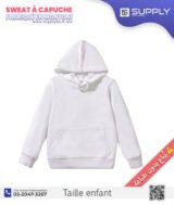 Sweat-shirt à Capuche Blanc – unisexe – Poche Kangourou - sublimation