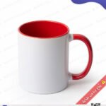 Mug sublimation blanc et intérieur rouge et Poignée normal