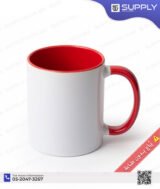 Mug sublimation blanc et intérieur rouge et Poignée normal