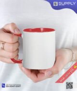 Mug sublimation blanc et intérieur rouge et Poignée normal – Image 6