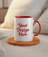 Mug sublimation blanc et intérieur rouge et Poignée normal – Image 5