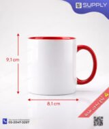 Mug sublimation blanc et intérieur rouge et Poignée normal – Image 3