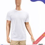 T-shirt prémium en Blanc col rond manches courtes unisexe 100% coton