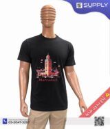 T-shirt prémium en Noir col rond manches courtes unisexe 100% coton – Image 3