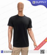 T-shirt prémium en Noir col rond manches courtes unisexe 100% coton