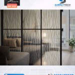 Film décoratif vitrage INT 512 Motif courbes transparentes | 152 cm – Rouleaux de 5 à 30 m