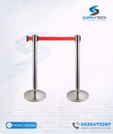 Poteau de File d’Attente en Inox avec Ceinture Rouge rétractable – Image 8