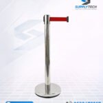 Poteau de File d’Attente en Inox avec Ceinture Rouge rétractable
