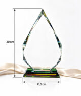 Trophée en cristal forme goutte – 20 × 11,5 cm – Avec coffret rouge – Image 4